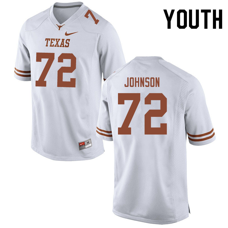 Youth #72 Tyler Johnson Texas Longhorns College Football Jerseys Sale-White